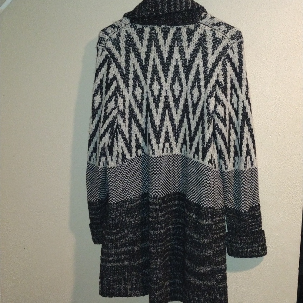 Lucky Brand Cotton/Wool Blend Long Line Cardigan Aztec Knit L - Picture 7 of 7